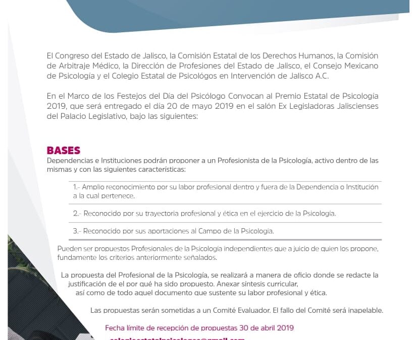 Premio Estatal de Psicología Jalisco 2019