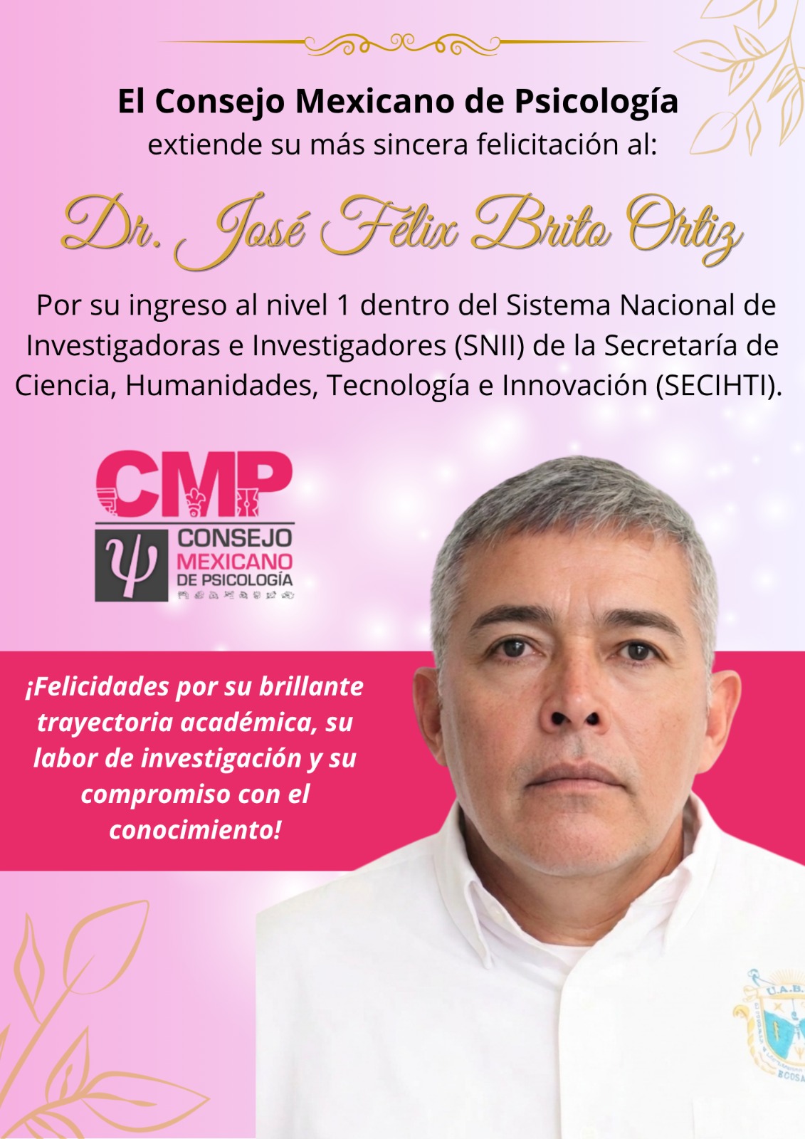 El CMP felicita al Dr. José Félix Brito Ortiz por su ingreso al&nbsp;SNII